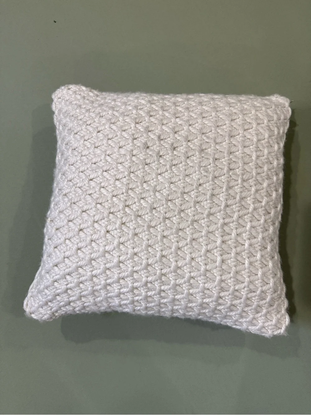 Cream-colored Crocheted Throw Pillow